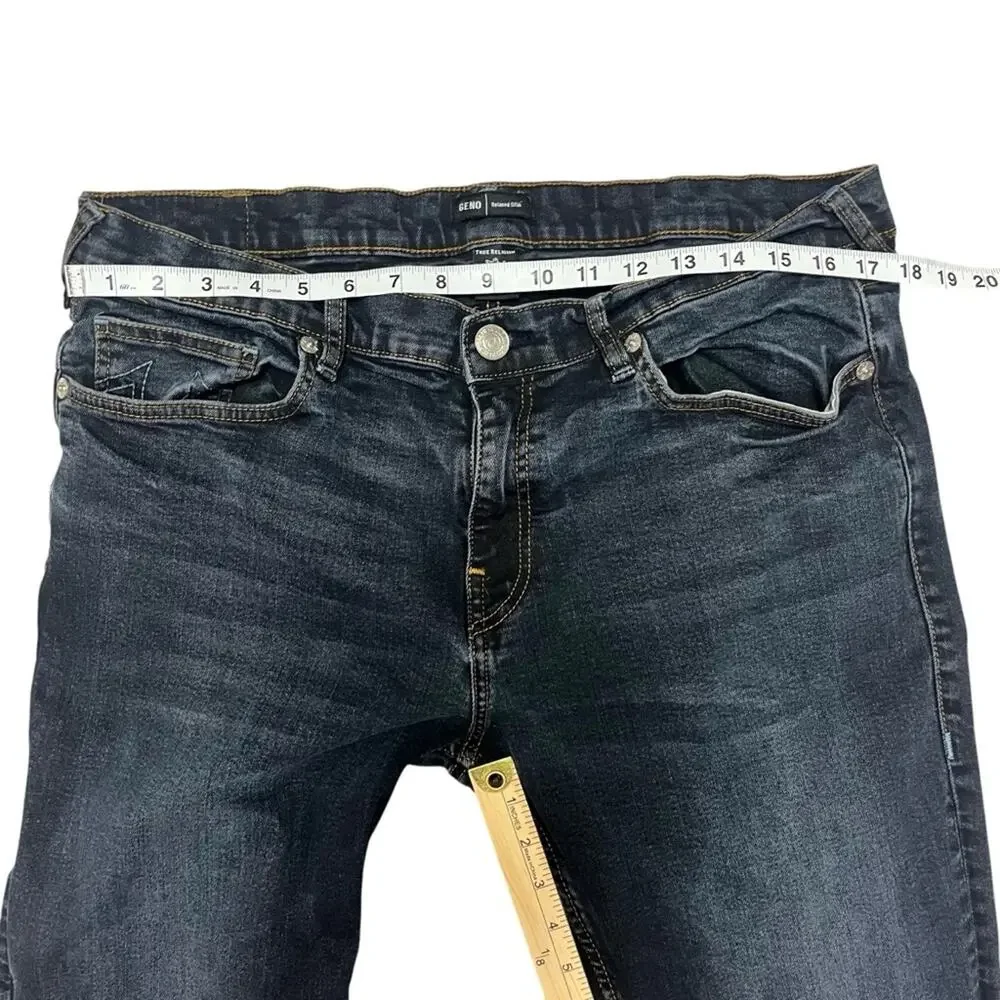 True Religion Geno Relaxed Slim Fit Denim Jeans Mens Sz 38 Whiskered Front Dark